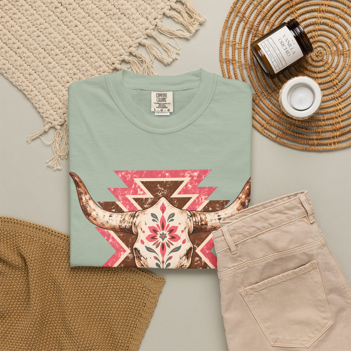 Vaquera Rosa Western Cow Skull Tee | Floral Southwestern Cowgirl Shirt