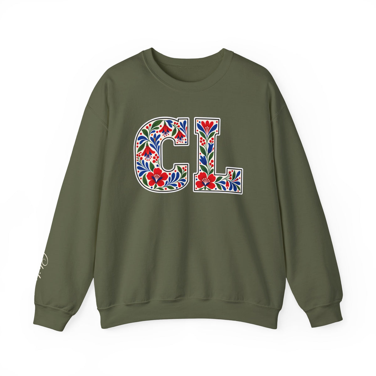 Chile Floral Monogram Crewneck | Chilean Heritage Pride Sweatshirt