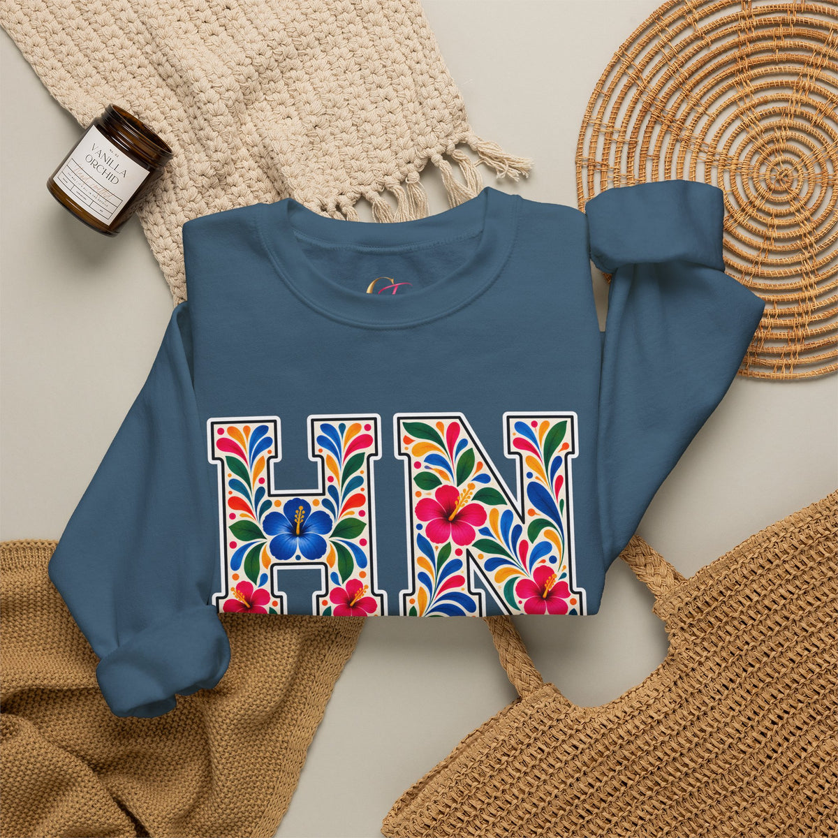 Honduras Floral Monogram Crewneck | Honduran Heritage Pride Sweatshirt