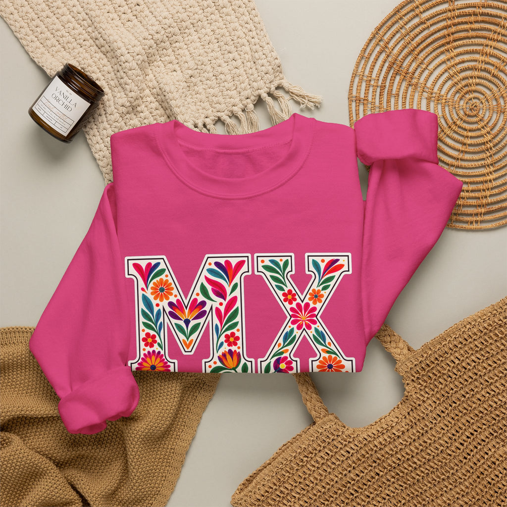 Mexico Floral Monogram Crewneck | Mexican Heritage Pride Sweatshirt