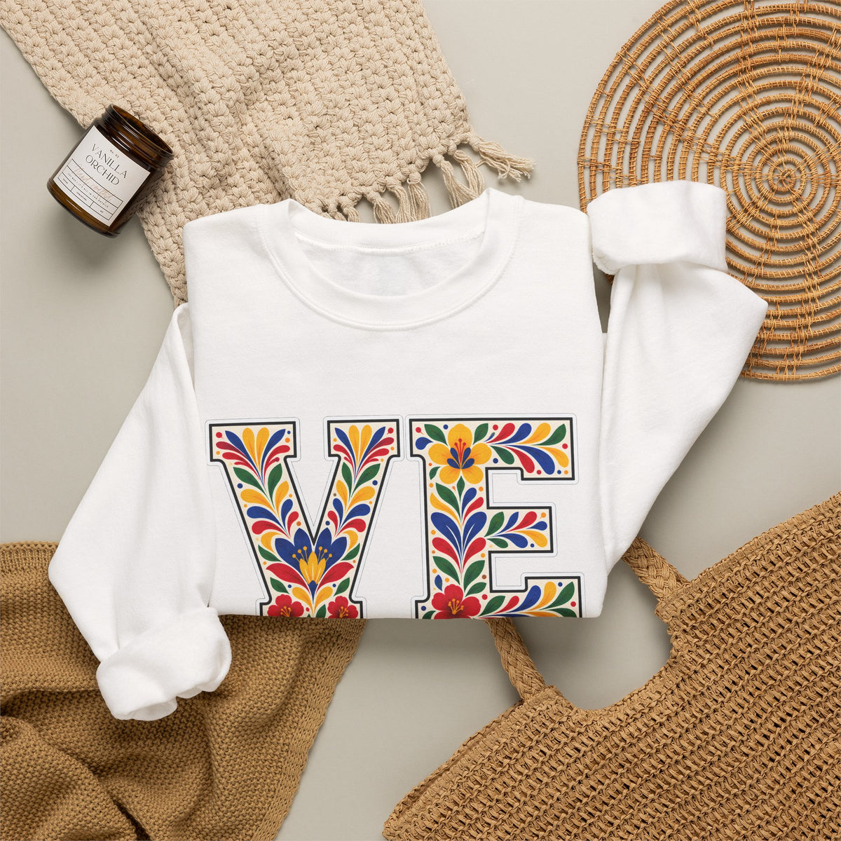Venezuela Floral Monogram Crewneck | Venezuelan Heritage Pride Sweatshirt
