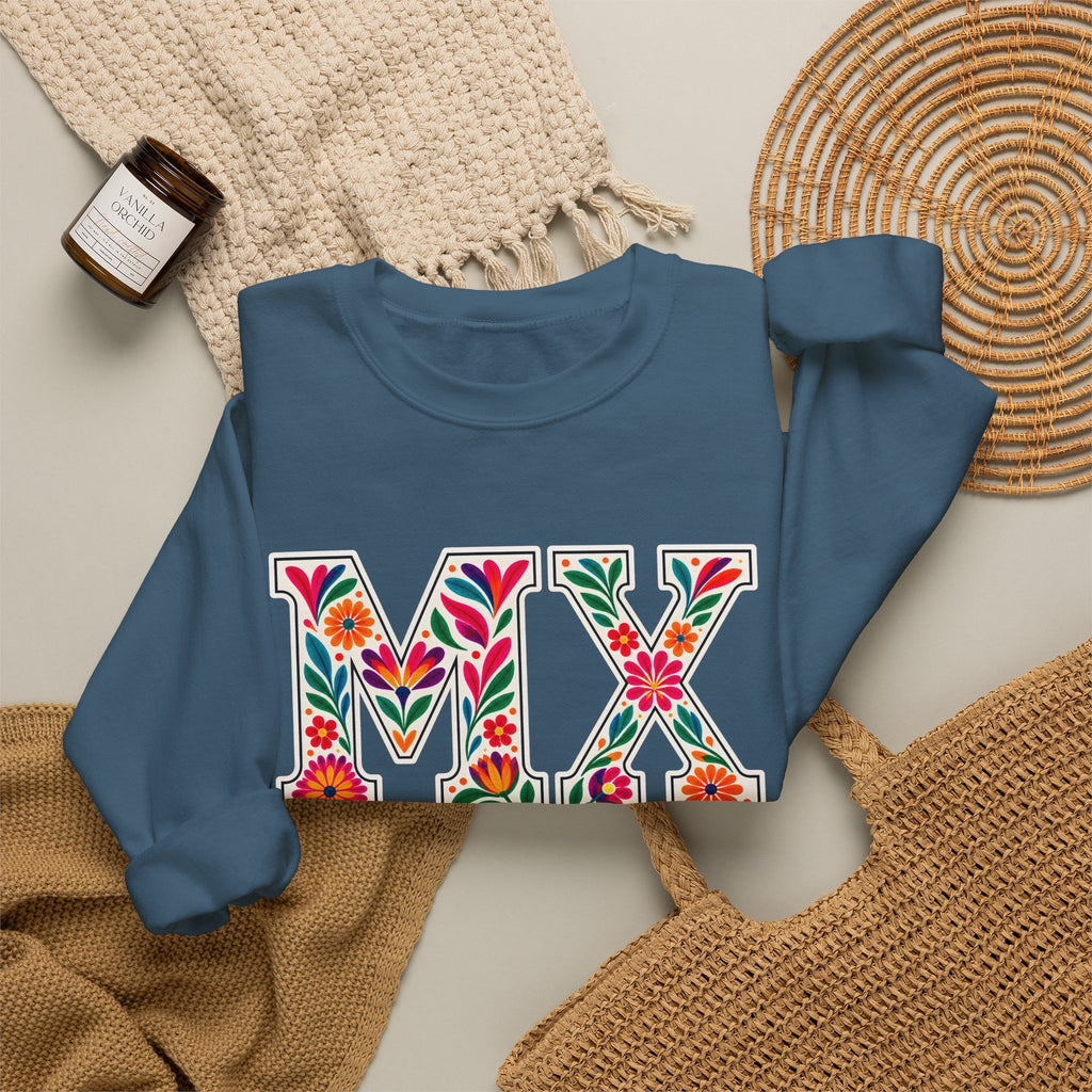 Mexico Floral Monogram Crewneck | Mexican Heritage Pride Sweatshirt