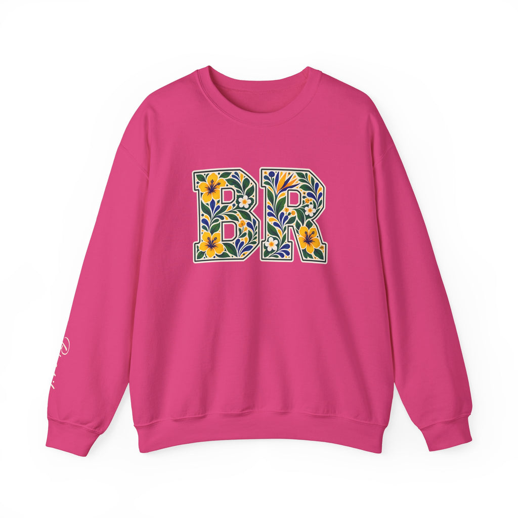 Brazil Floral Monogram Crewneck | Brazilian Heritage Pride Sweatshirt