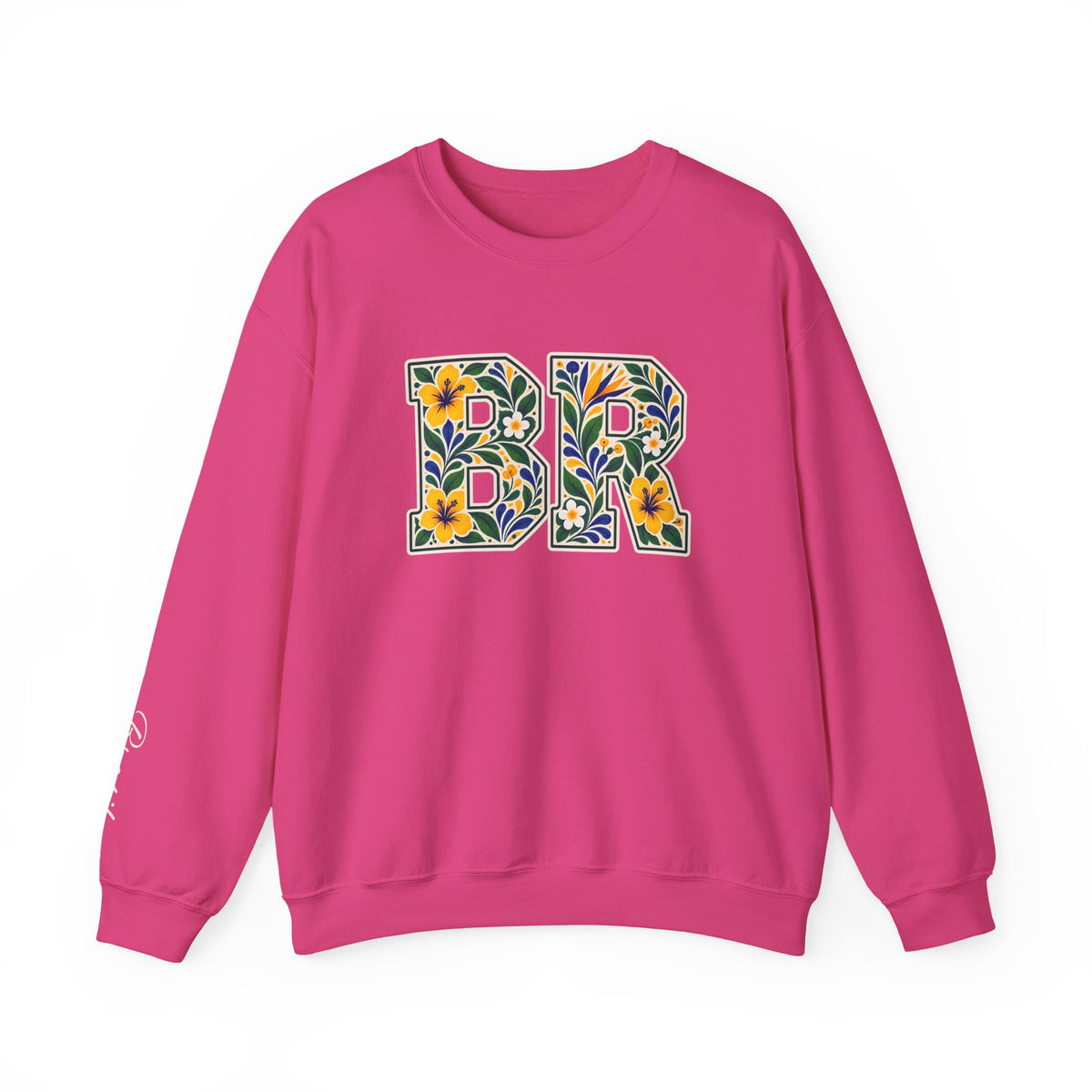 Brazil Floral Monogram Crewneck | Brazilian Heritage Pride Sweatshirt