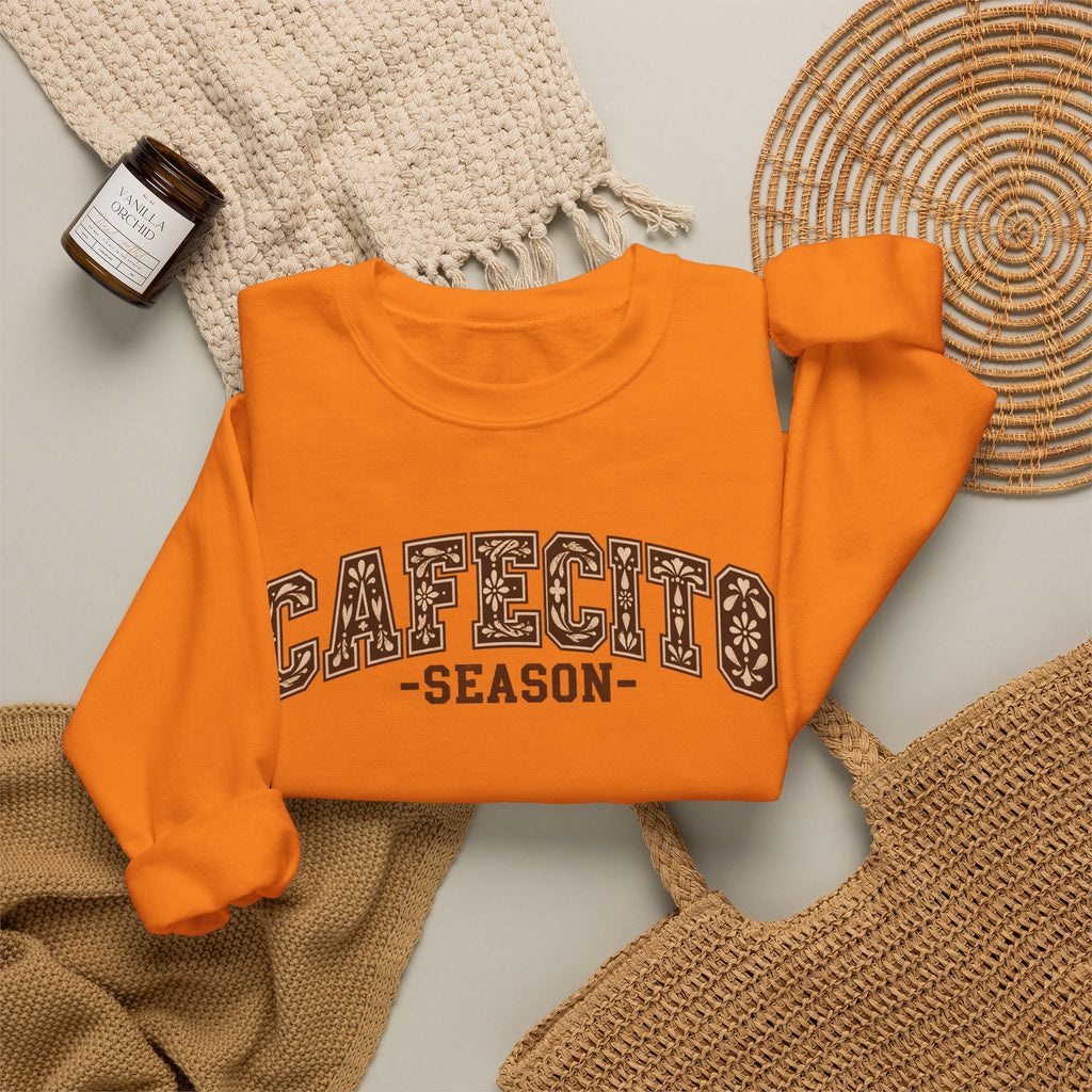 Cafecito Season Varsity Crewneck Sweatshirt | Latina Coffee Lover Gift