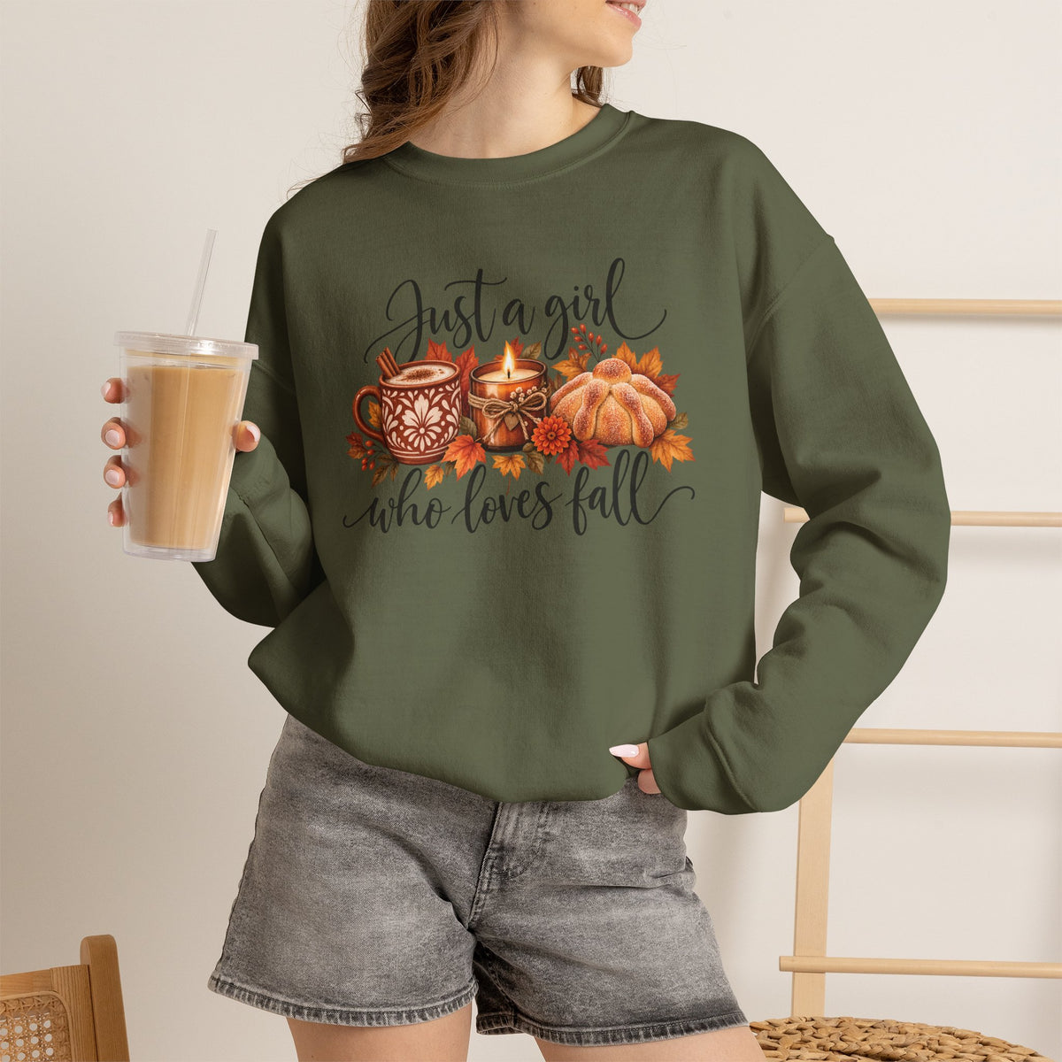 Just A Girl Who Loves Fall Crewneck Sweatshirt | Cozy Autumn Sweater, Pumpkin Spice Gift