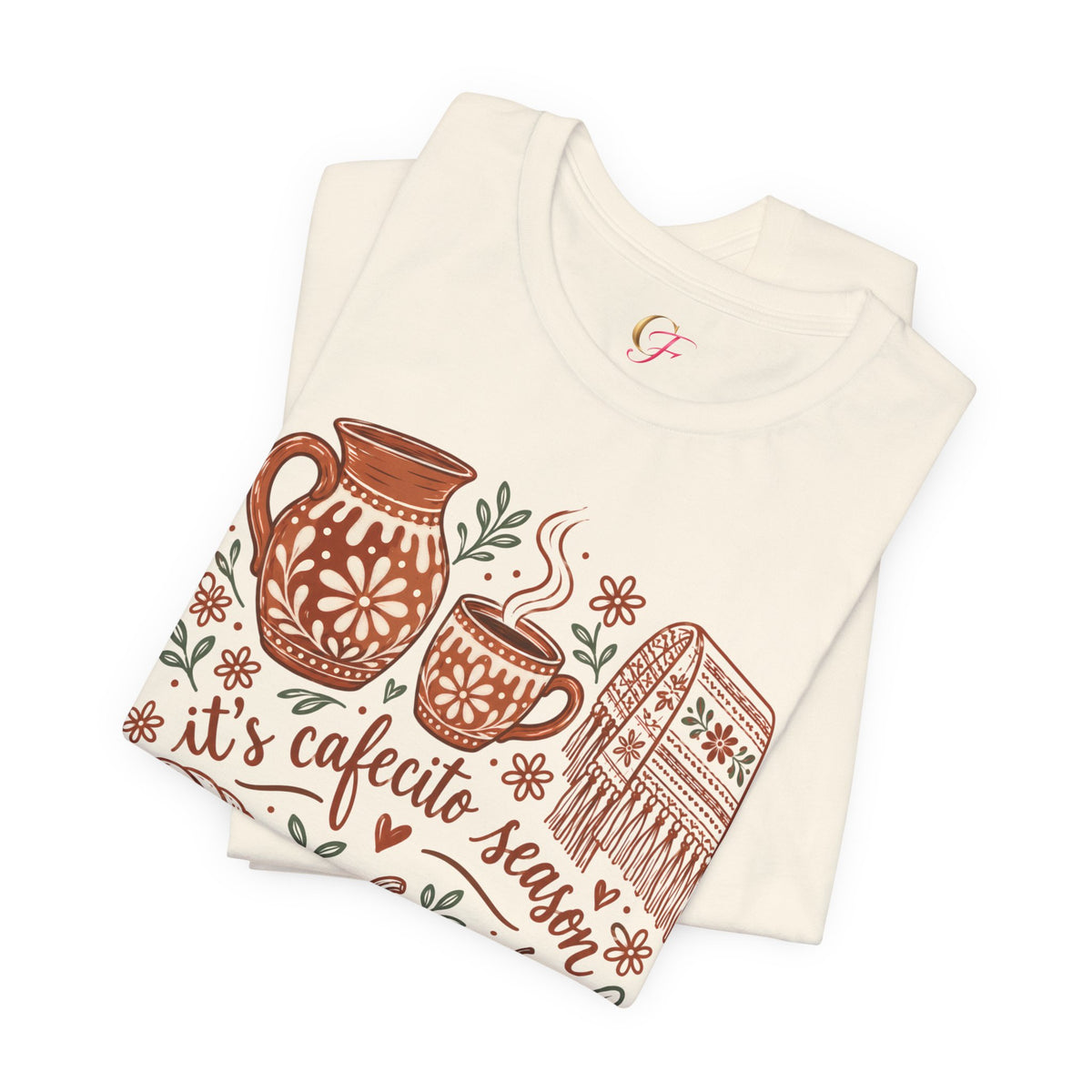 It's Cafecito Season Illustrated Tee | Talavera & Rebozo Latina Shirt, Camiseta Ilustrada Cafecito