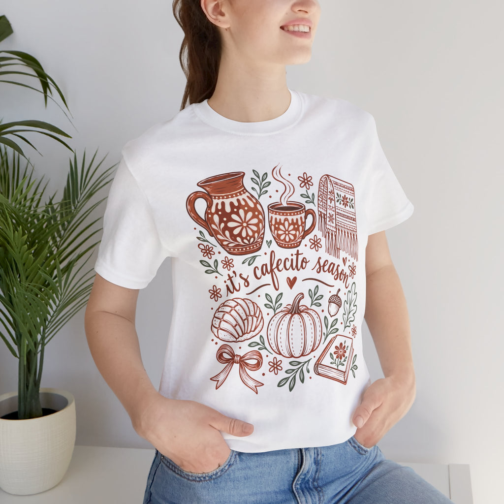 It's Cafecito Season Illustrated Tee | Talavera & Rebozo Latina Shirt, Camiseta Ilustrada Cafecito