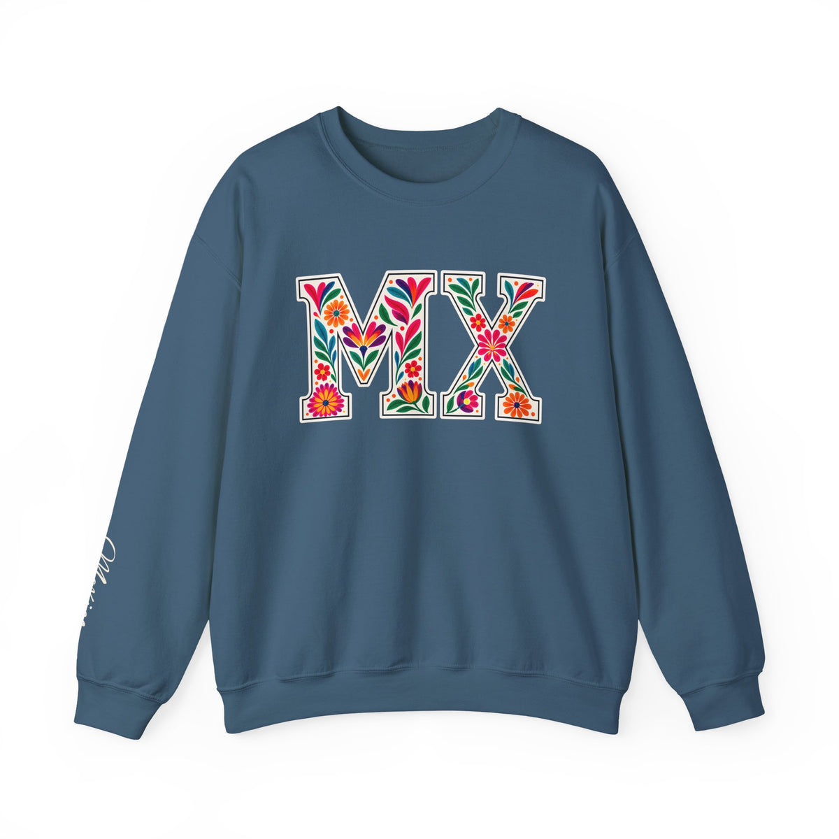 Mexico Floral Monogram Crewneck | Mexican Heritage Pride Sweatshirt
