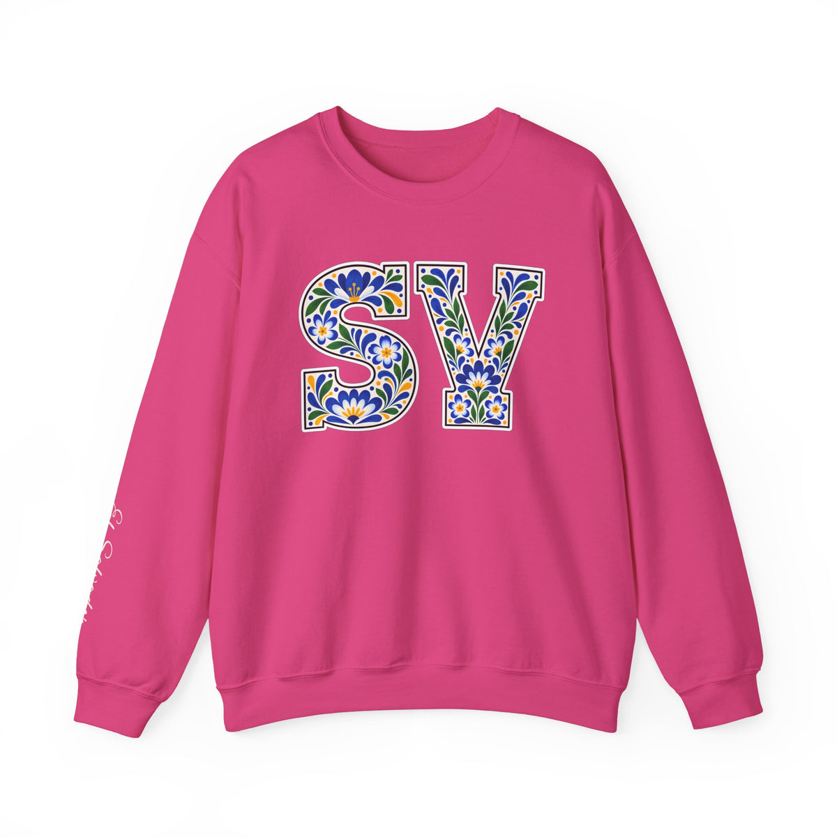 El Salvador Floral Monogram Crewneck | Salvadoran Pride Sweatshirt