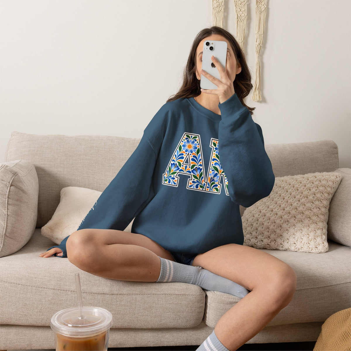 Argentina Floral Monogram Crewneck | Argentine Pride Sweatshirt