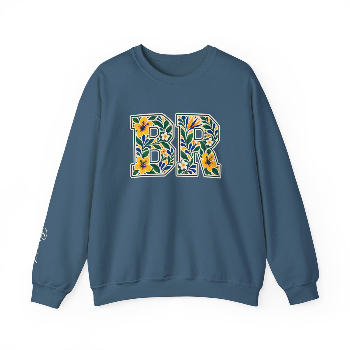 Brazil Floral Monogram Crewneck | Brazilian Heritage Pride Sweatshirt