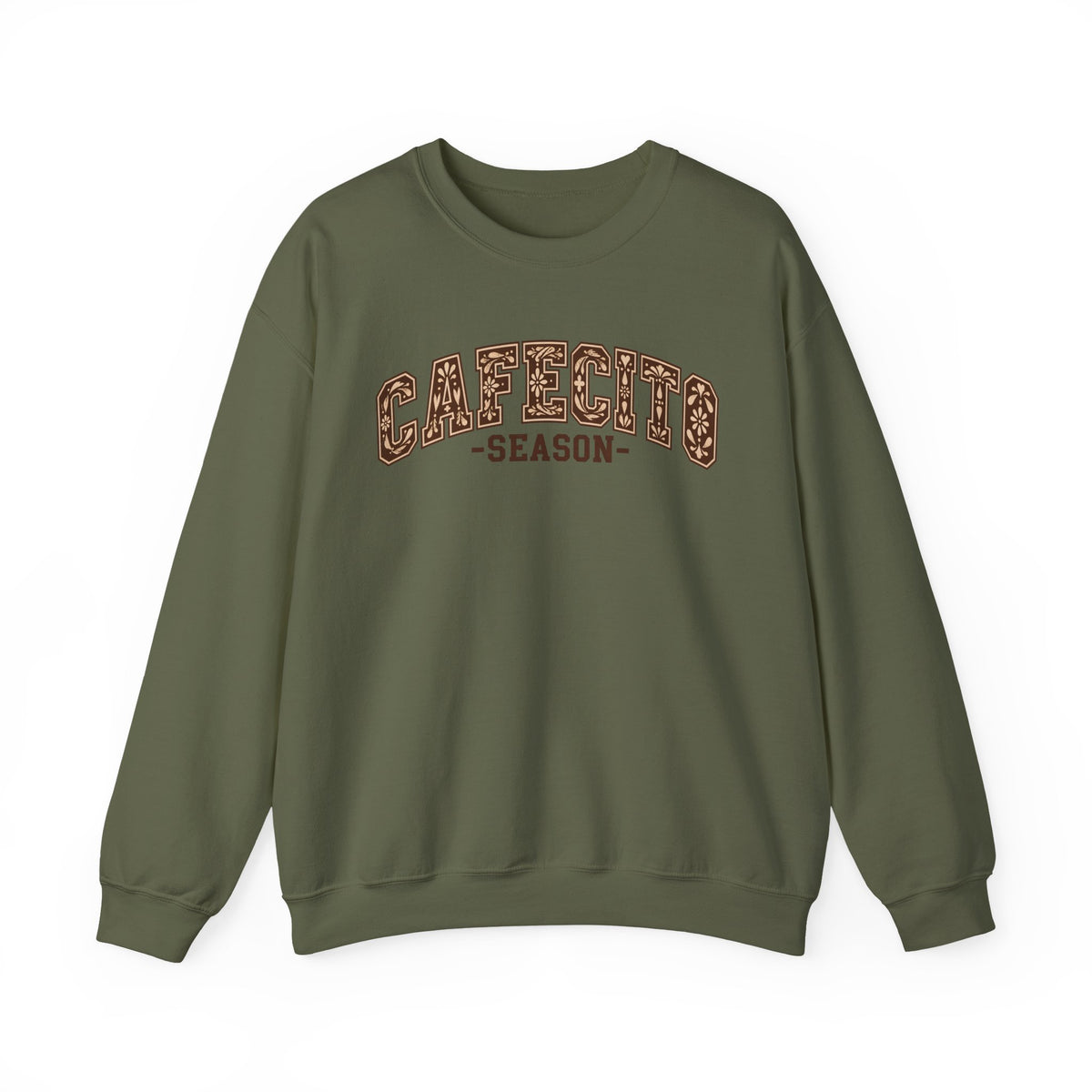 Cafecito Season Varsity Crewneck Sweatshirt | Latina Coffee Lover Gift