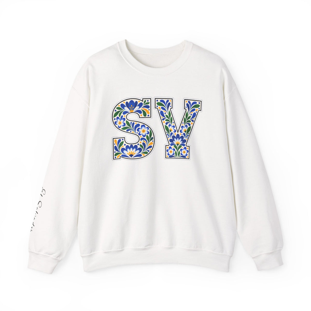 El Salvador Floral Monogram Crewneck | Salvadoran Pride Sweatshirt