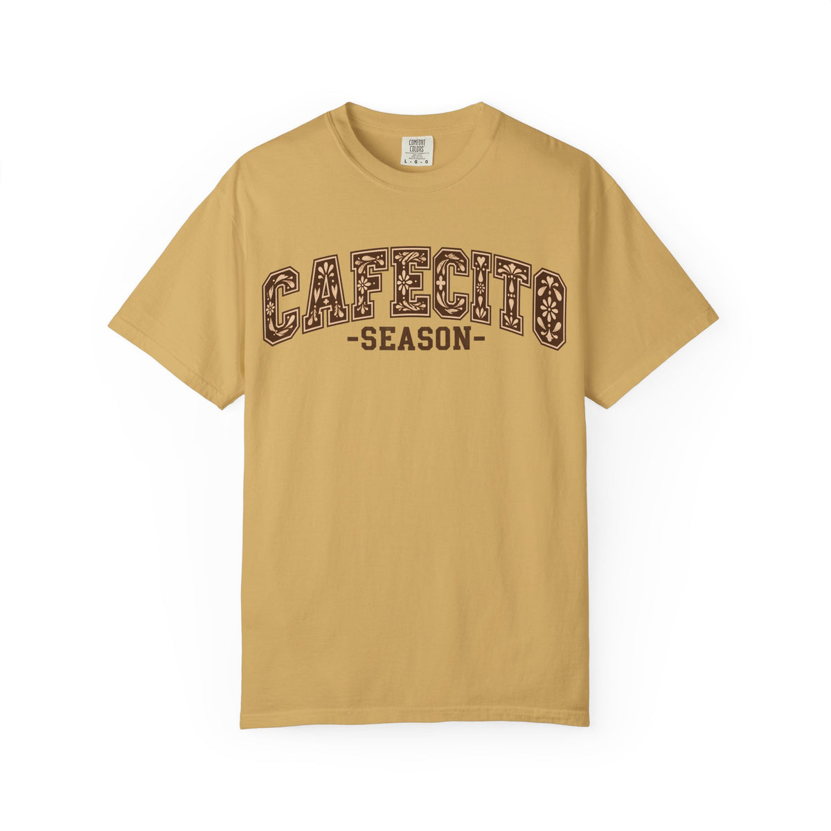 Cafecito Season Varsity T-Shirt | Comfort Colors Garment-Dyed Tee