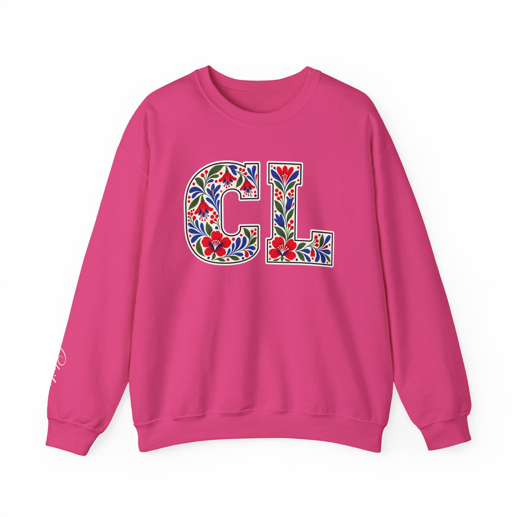 Chile Floral Monogram Crewneck | Chilean Heritage Pride Sweatshirt