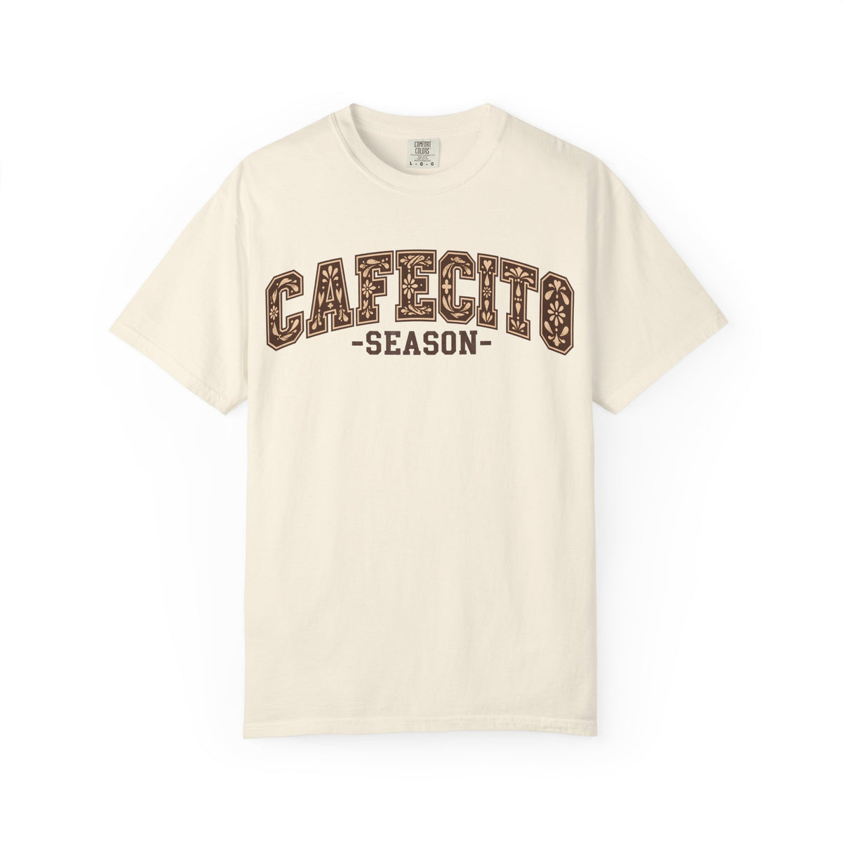 Cafecito Season Varsity T-Shirt | Comfort Colors Garment-Dyed Tee