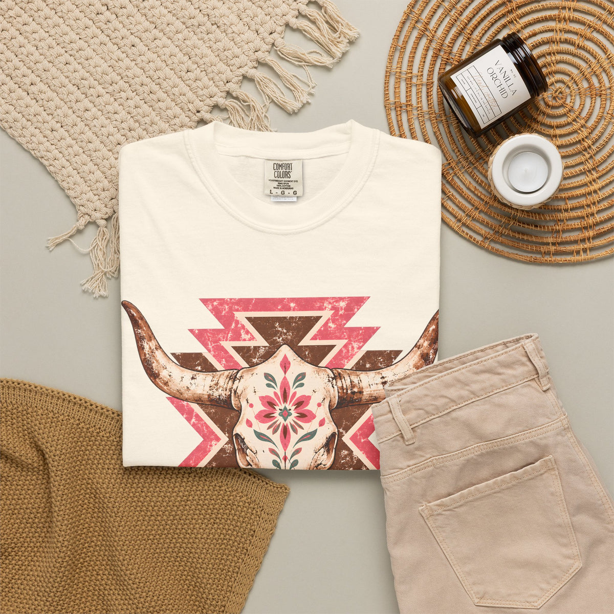 Vaquera Rosa Western Cow Skull Tee | Floral Southwestern Cowgirl Shirt