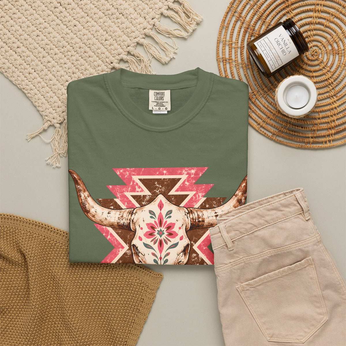 Vaquera Rosa Western Cow Skull Tee | Floral Southwestern Cowgirl Shirt