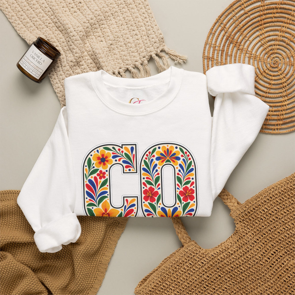 Colombia Floral Monogram Crewneck | Colombian Pride Sweatshirt