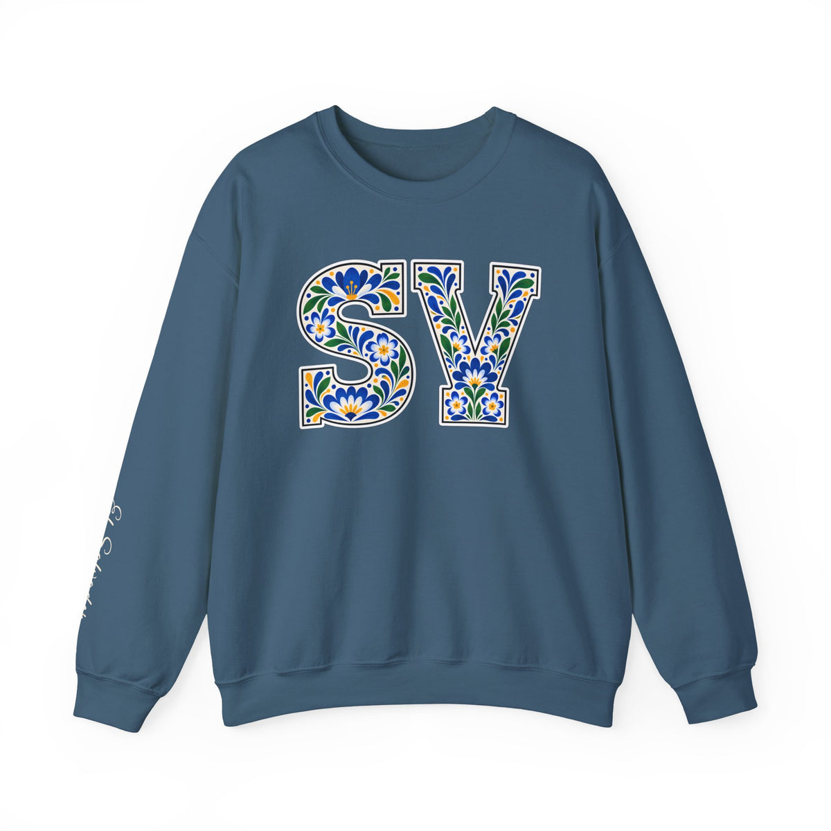El Salvador Floral Monogram Crewneck | Salvadoran Pride Sweatshirt