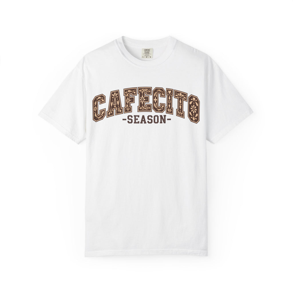 Cafecito Season Varsity T-Shirt | Comfort Colors Garment-Dyed Tee