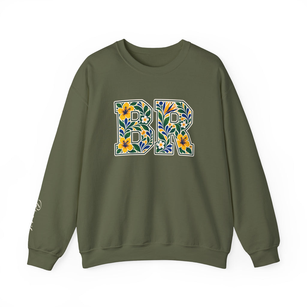 Brazil Floral Monogram Crewneck | Brazilian Heritage Pride Sweatshirt