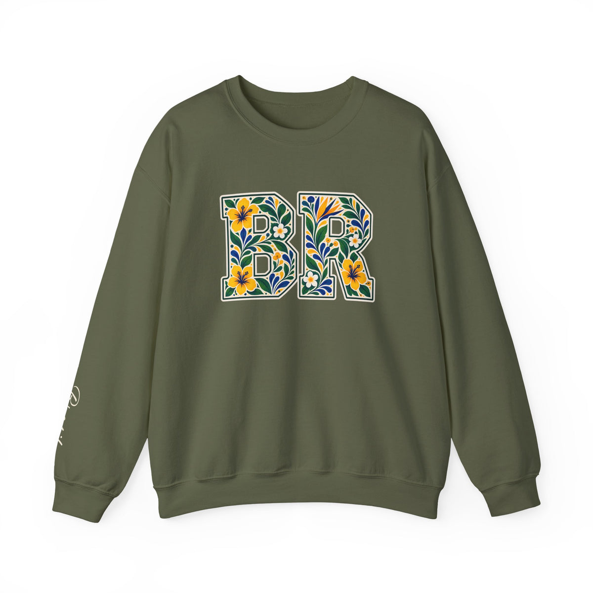 Brazil Floral Monogram Crewneck | Brazilian Heritage Pride Sweatshirt