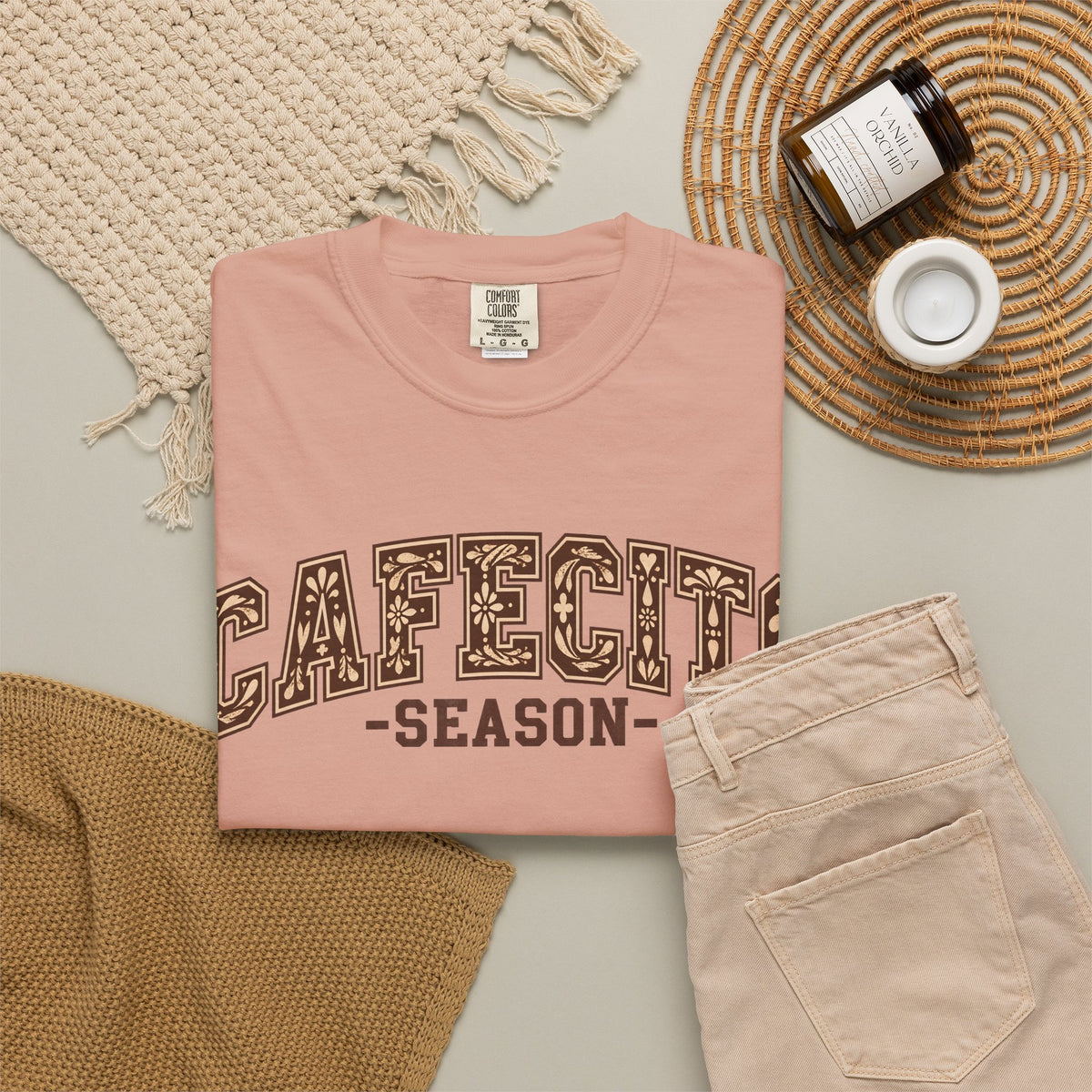 Cafecito Season Varsity T-Shirt | Comfort Colors Garment-Dyed Tee