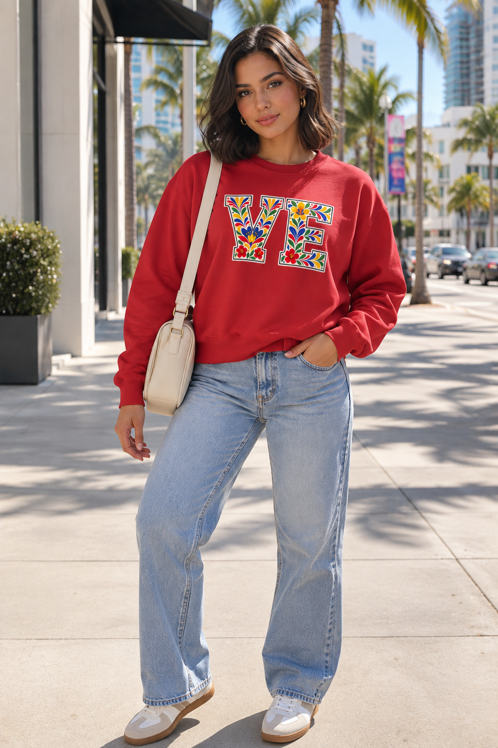 Venezuela Floral Monogram Crewneck | Venezuelan Heritage Pride Sweatshirt