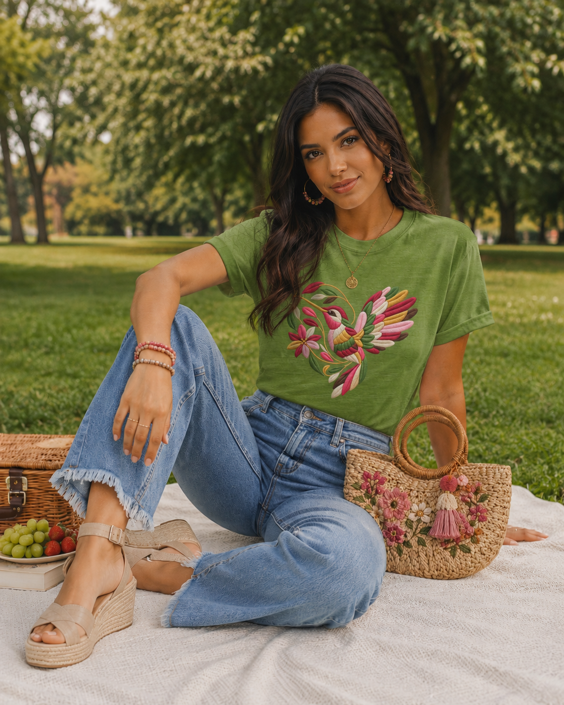 Colibrí Folk Art Hummingbird Tee | Latina Floral Heritage Shirt