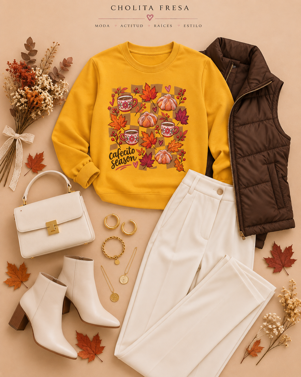 Cafecito Season Fall Crewneck Sweatshirt | Pumpkin Latina Sweater, Sudadera Otoño Cafecito, Cozy Fall Gift