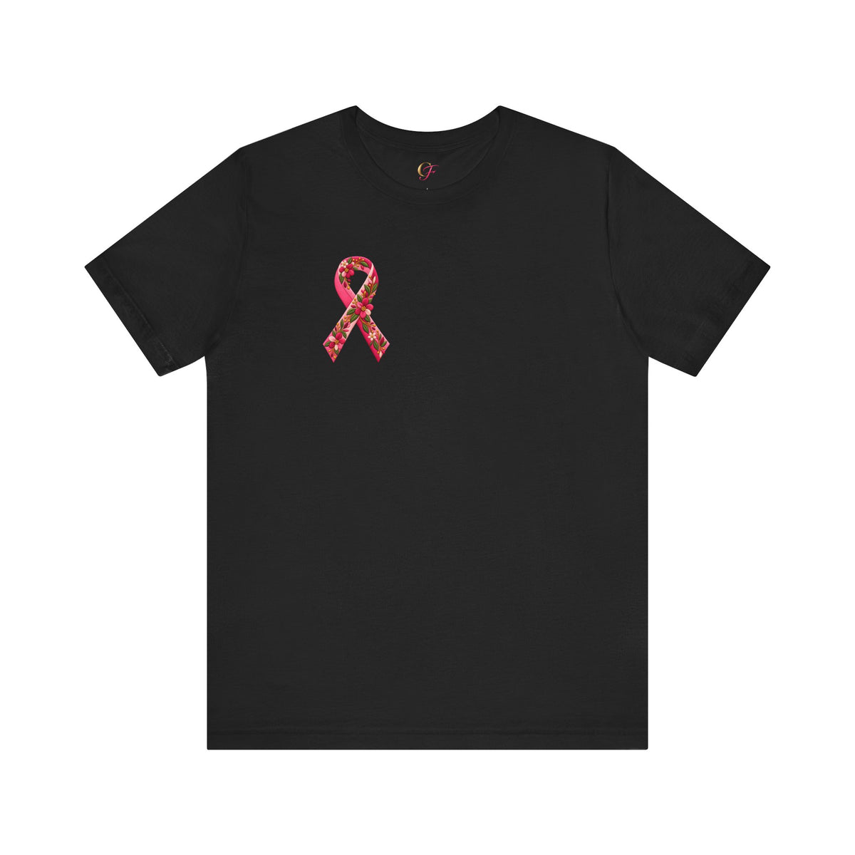 Floral Ribbon Breast Cancer Awareness T-Shirt | Fuerza Amor Esperanza