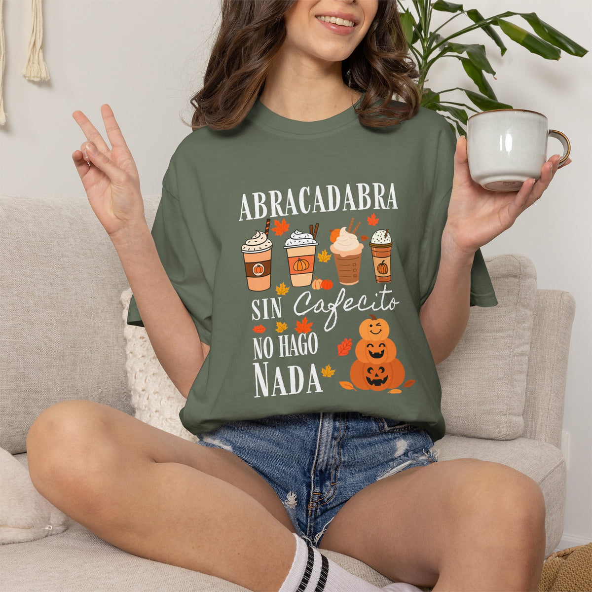 Abracadabra Sin Cafecito No Hago Nada T-Shirt | Halloween Coffee Tee