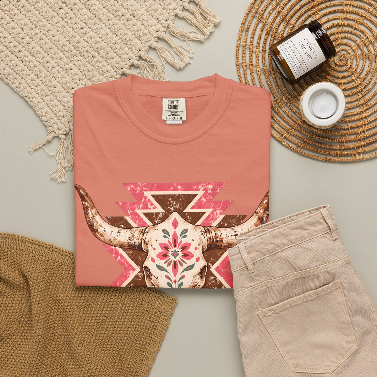 Vaquera Rosa Western Cow Skull Tee | Floral Southwestern Cowgirl Shirt