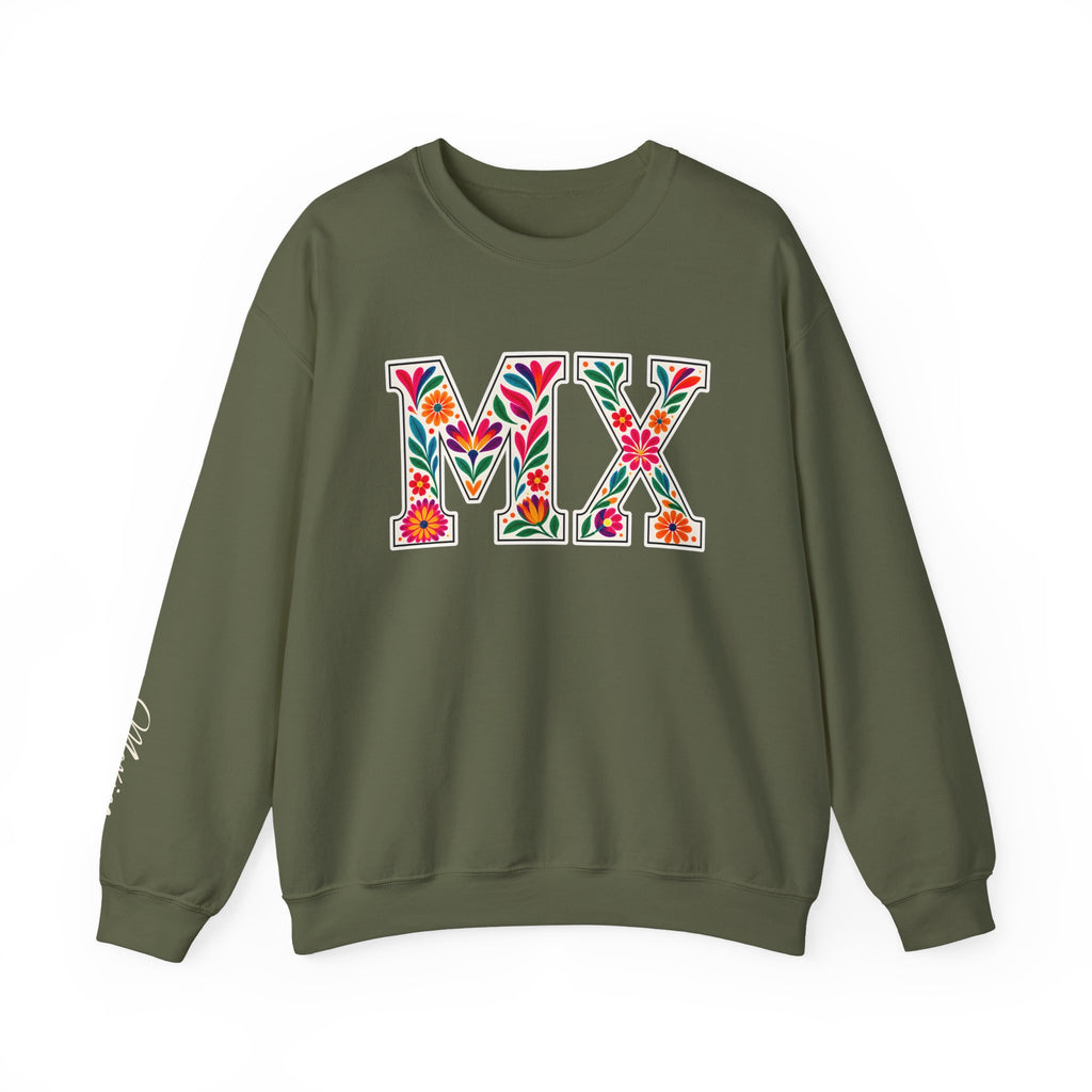 Mexico Floral Monogram Crewneck | Mexican Heritage Pride Sweatshirt