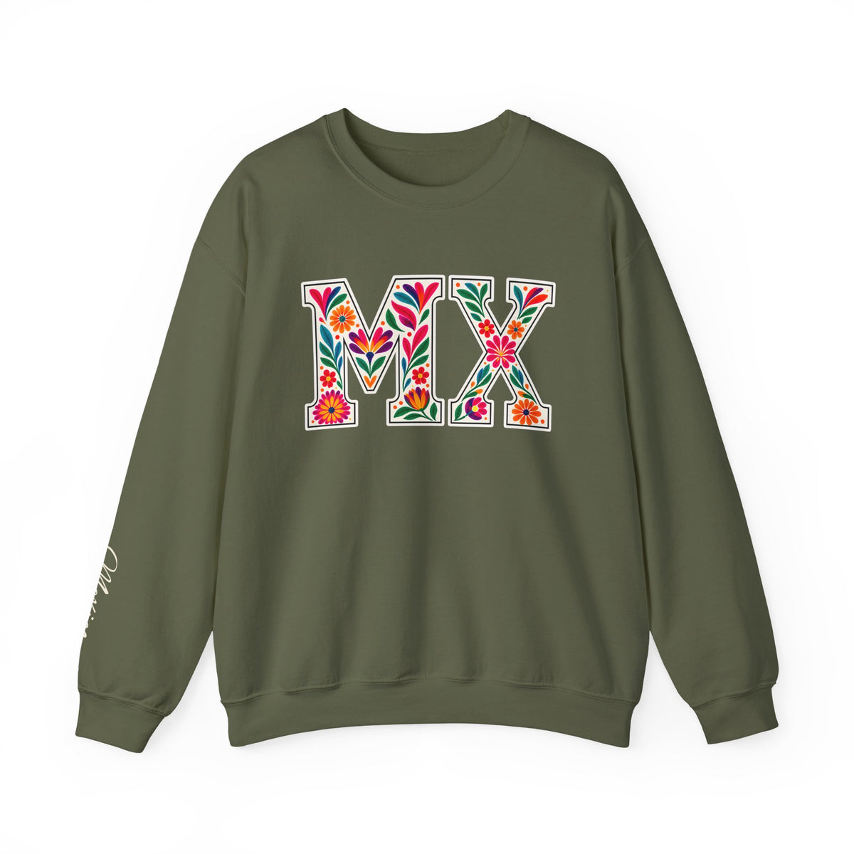 Mexico Floral Monogram Crewneck | Mexican Heritage Pride Sweatshirt