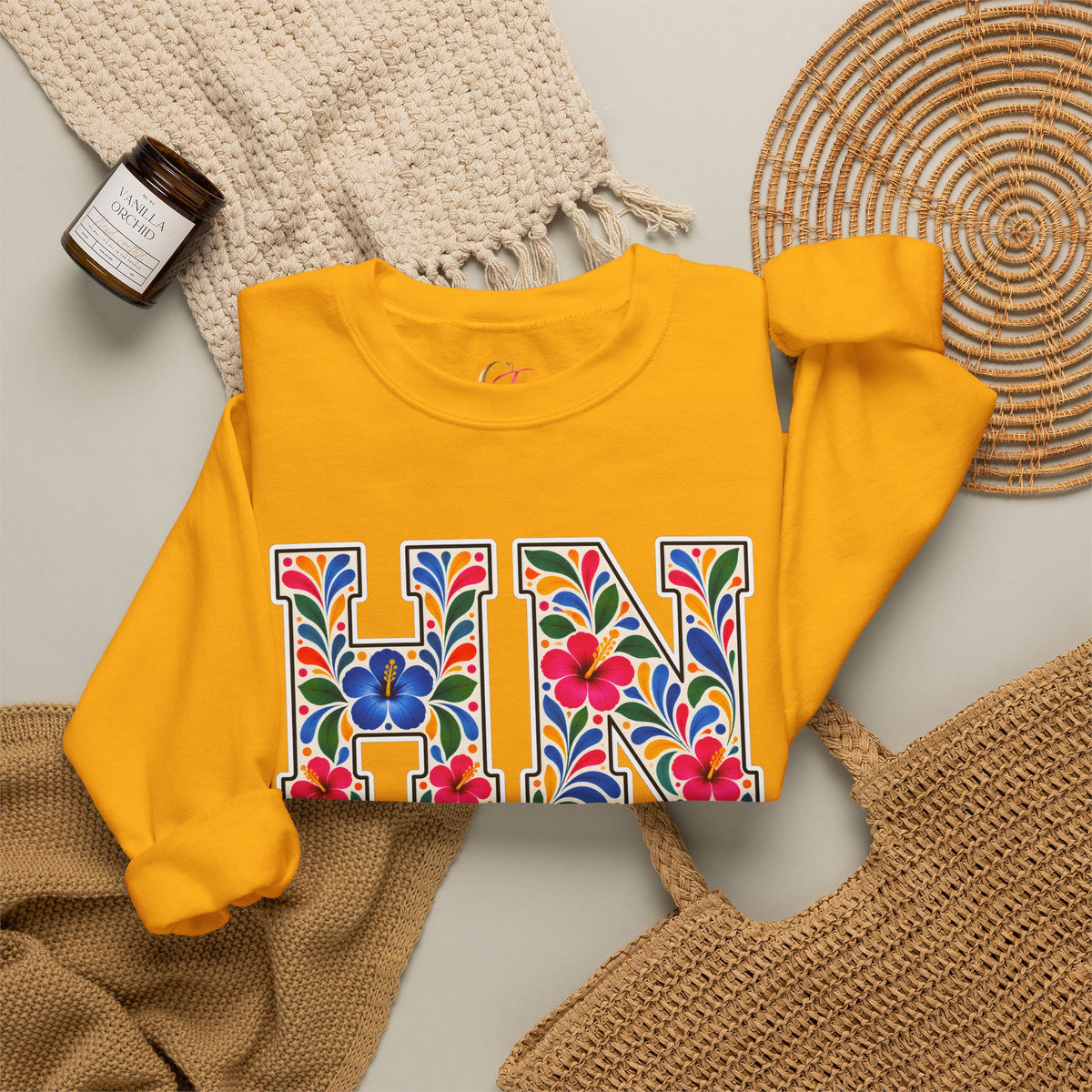 Honduras Floral Monogram Crewneck | Honduran Heritage Pride Sweatshirt