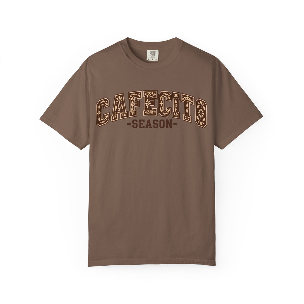 Cafecito Season Varsity T-Shirt | Comfort Colors Garment-Dyed Tee