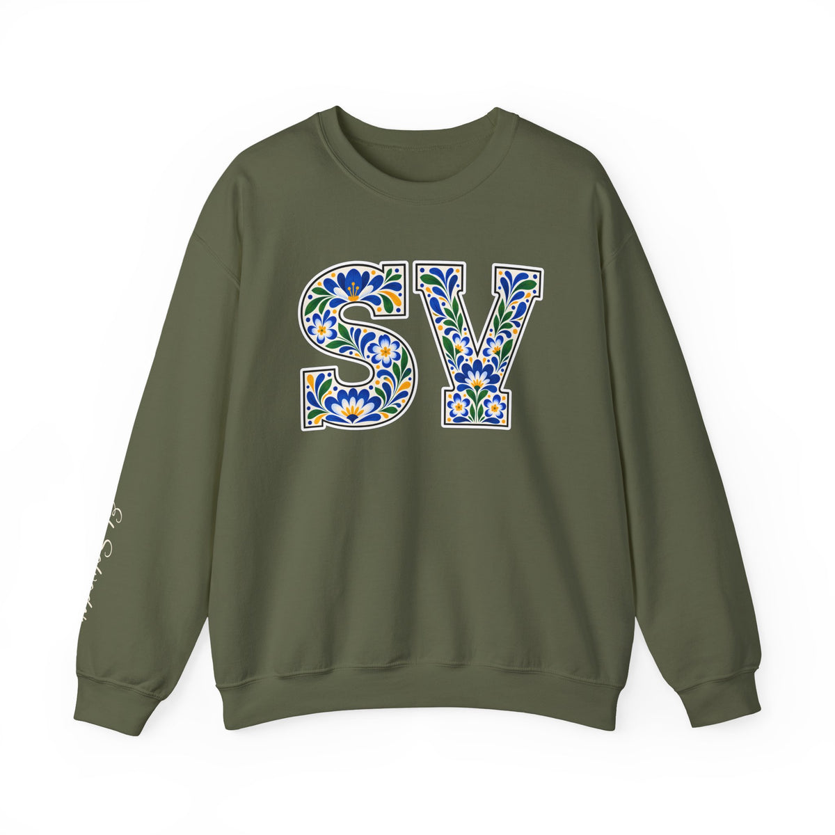 El Salvador Floral Monogram Crewneck | Salvadoran Pride Sweatshirt
