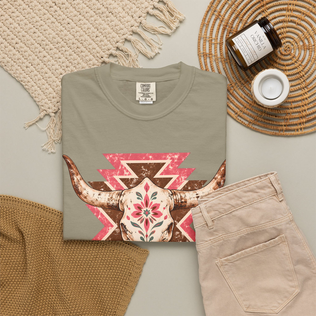 Vaquera Rosa Western Cow Skull Tee | Floral Southwestern Cowgirl Shirt