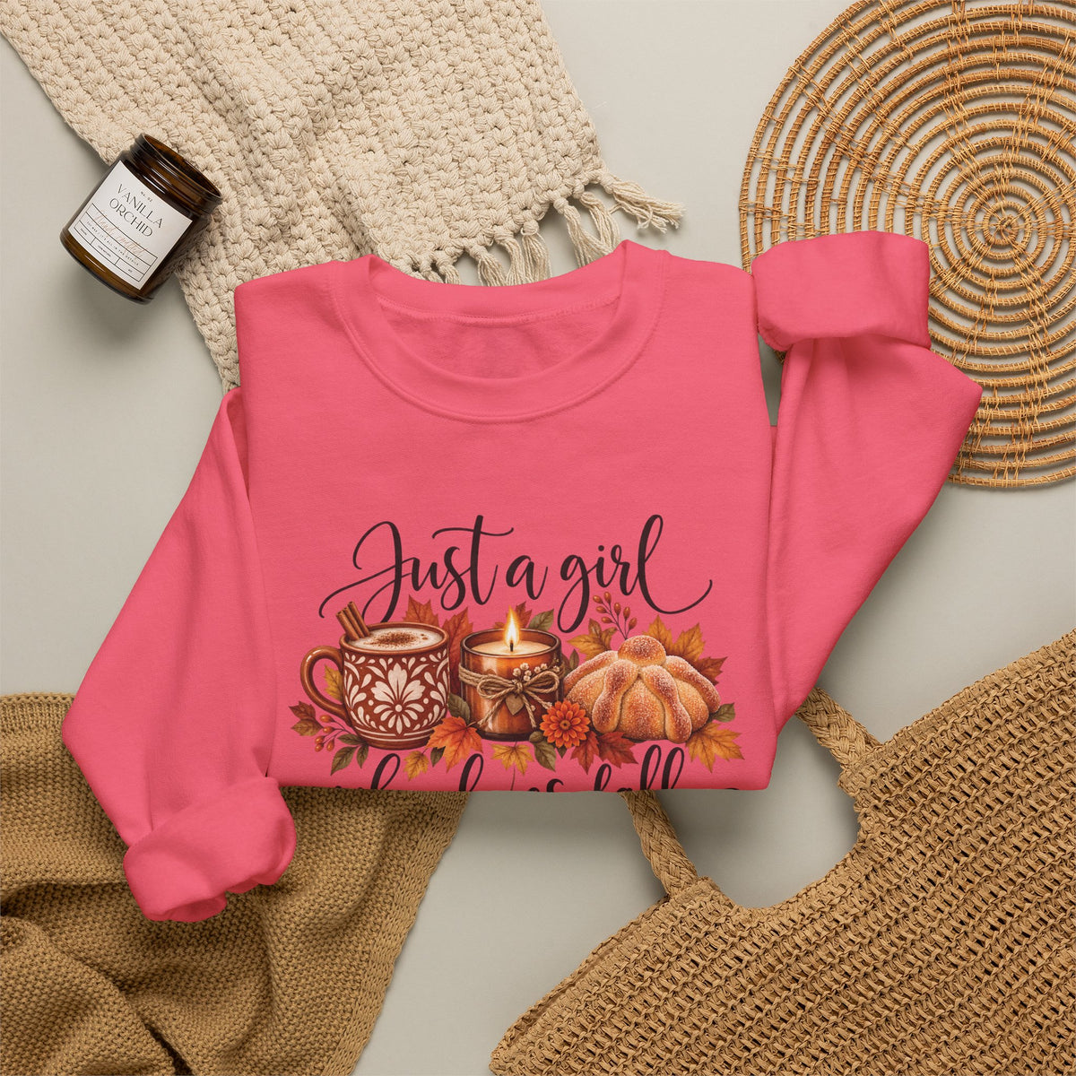 Just A Girl Who Loves Fall Crewneck Sweatshirt | Cozy Autumn Sweater, Pumpkin Spice Gift