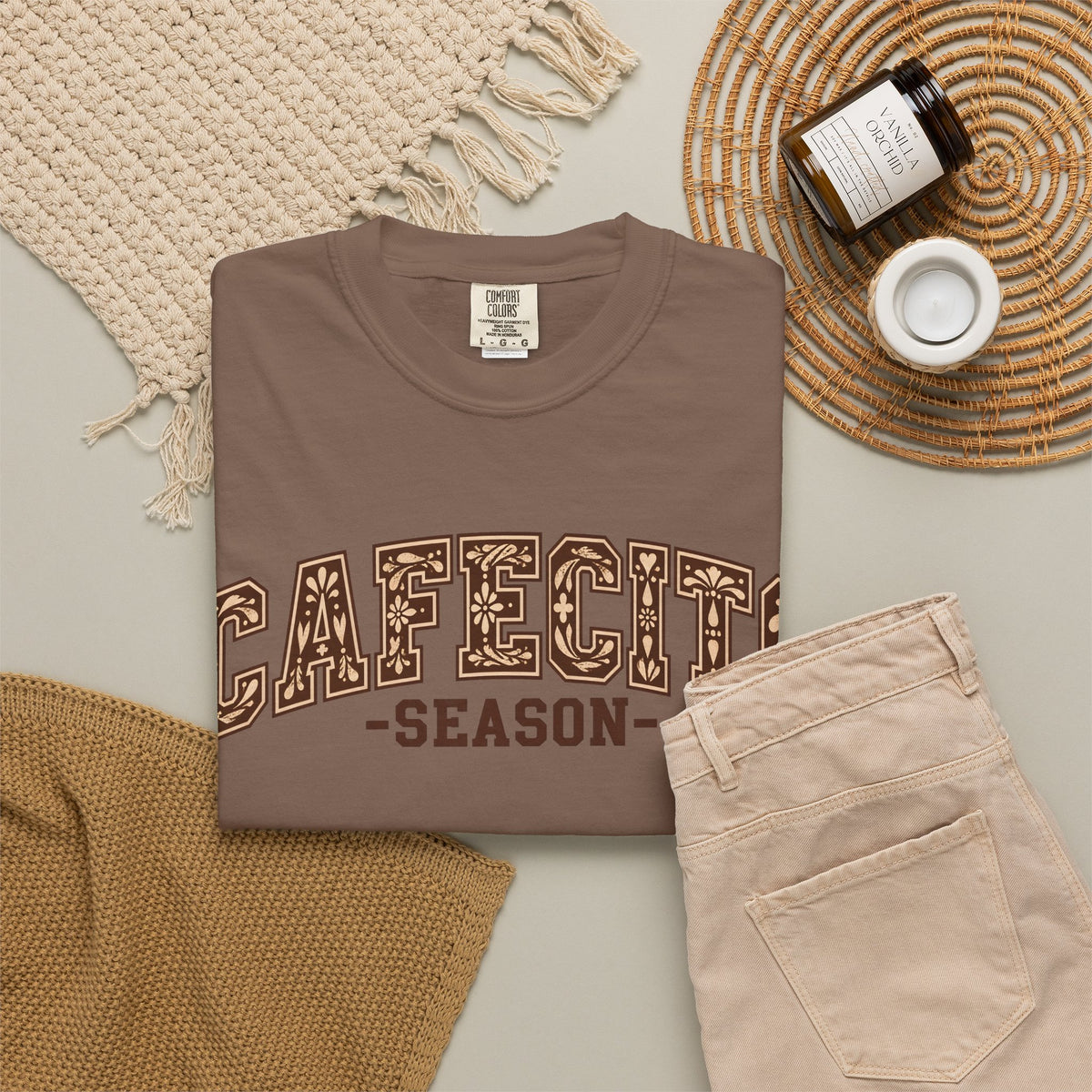 Cafecito Season Varsity T-Shirt | Comfort Colors Garment-Dyed Tee