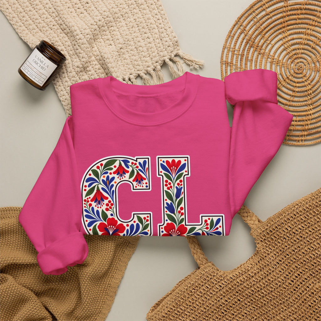 Chile Floral Monogram Crewneck | Chilean Heritage Pride Sweatshirt
