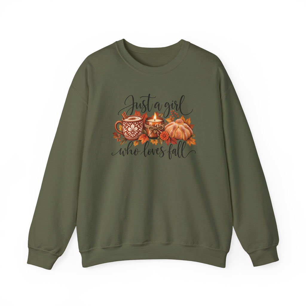 Just A Girl Who Loves Fall Crewneck Sweatshirt | Cozy Autumn Sweater, Pumpkin Spice Gift