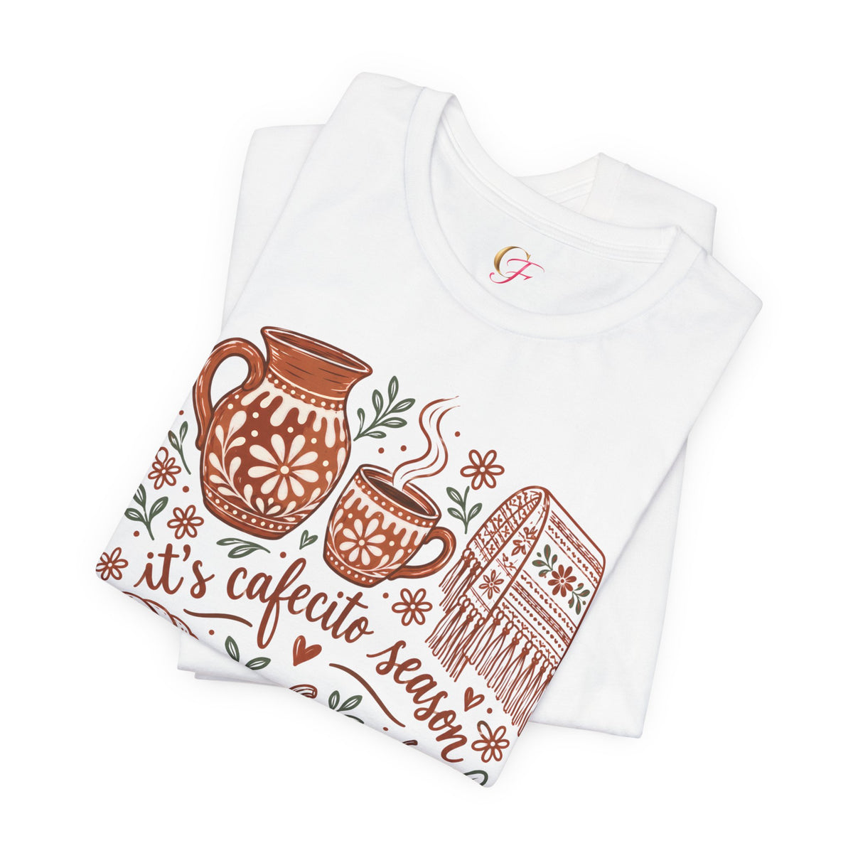 It's Cafecito Season Illustrated Tee | Talavera & Rebozo Latina Shirt, Camiseta Ilustrada Cafecito