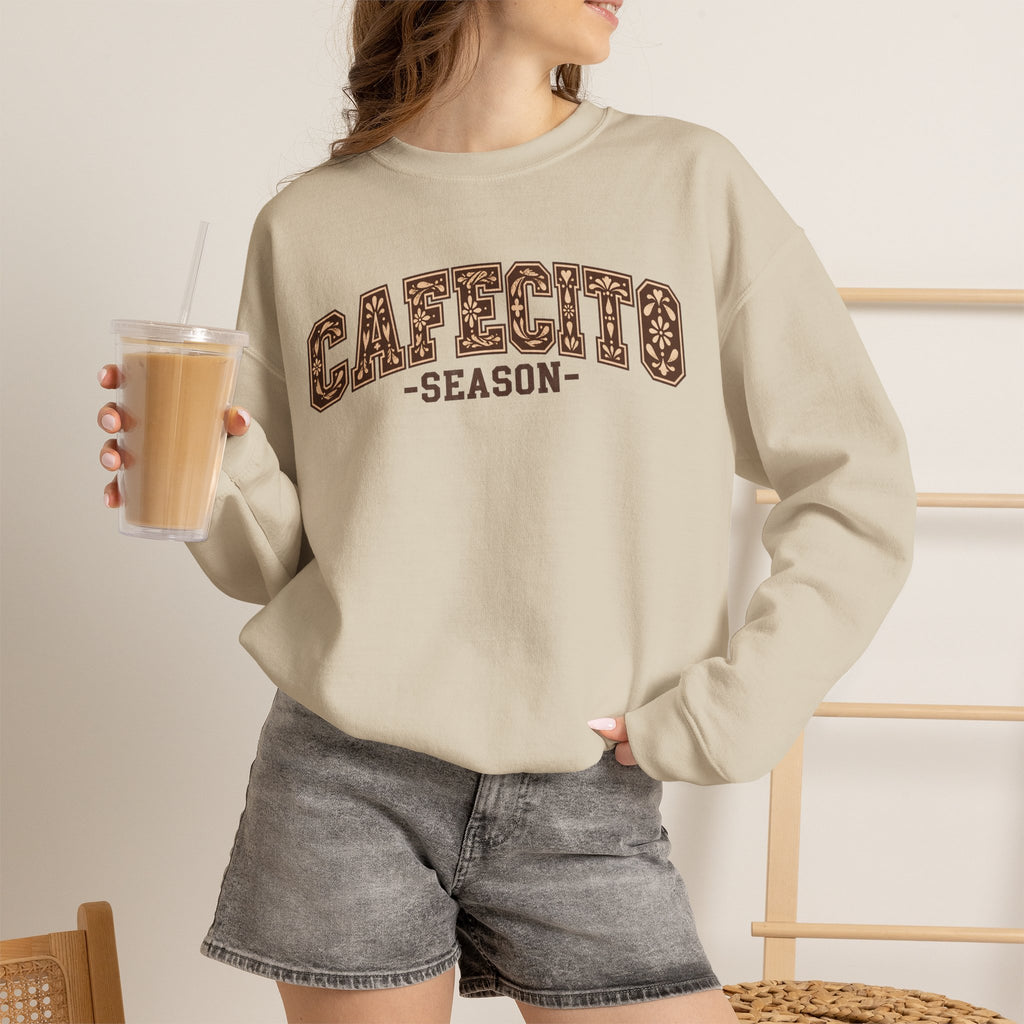 Cafecito Season Varsity Crewneck Sweatshirt | Latina Coffee Lover Gift