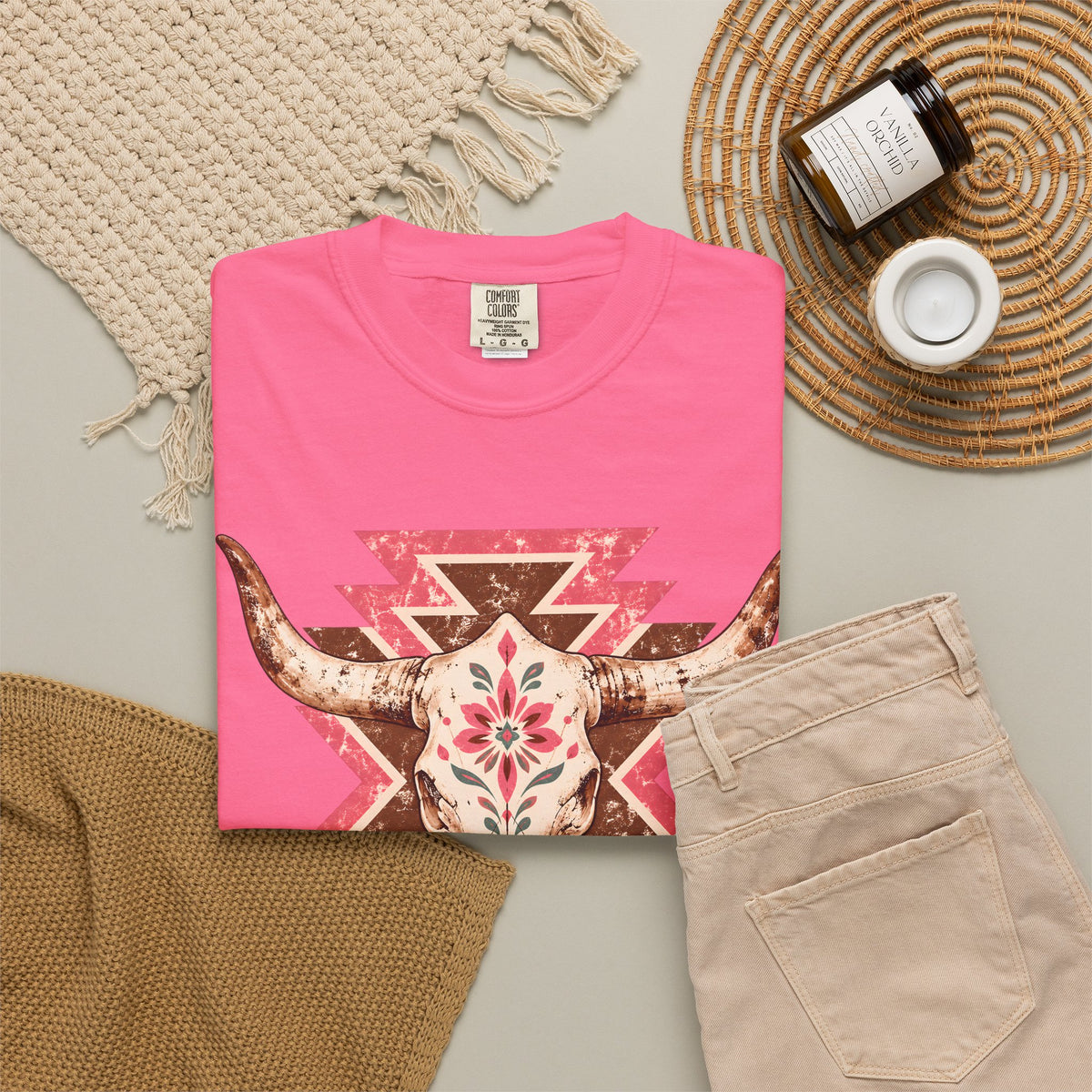 Vaquera Rosa Western Cow Skull Tee | Floral Southwestern Cowgirl Shirt