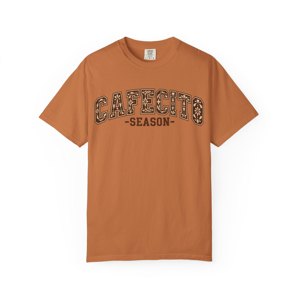 Cafecito Season Varsity T-Shirt | Comfort Colors Garment-Dyed Tee