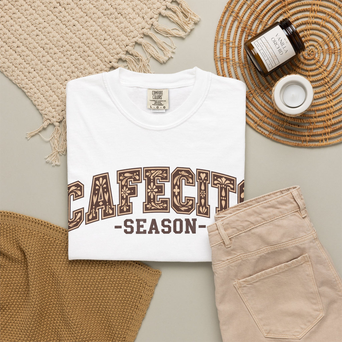 Cafecito Season Varsity T-Shirt | Comfort Colors Garment-Dyed Tee